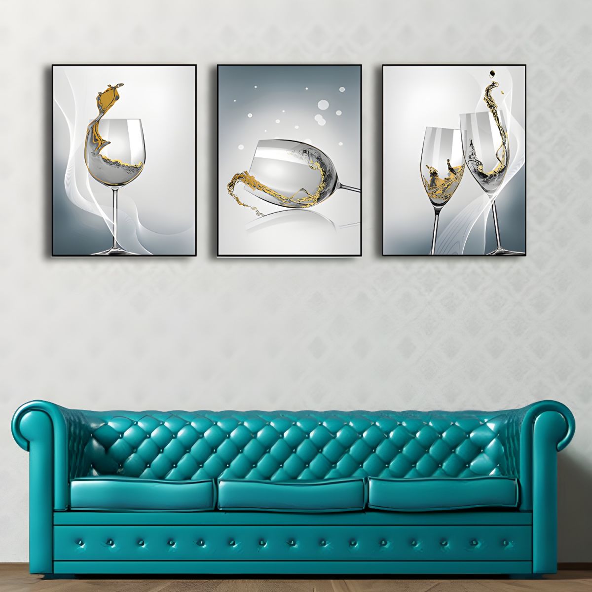 Canvas Wall Art Set Wine Glass Modern Decor | Vanora