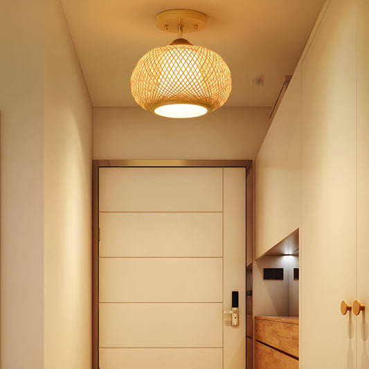 Ceiling Light Bamboo Semi Flush Mount Modern Style | Ravela