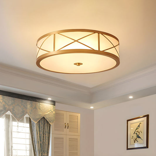 Ceiling Light Brass Finish Frosted Glass Vintage Style | Noravi