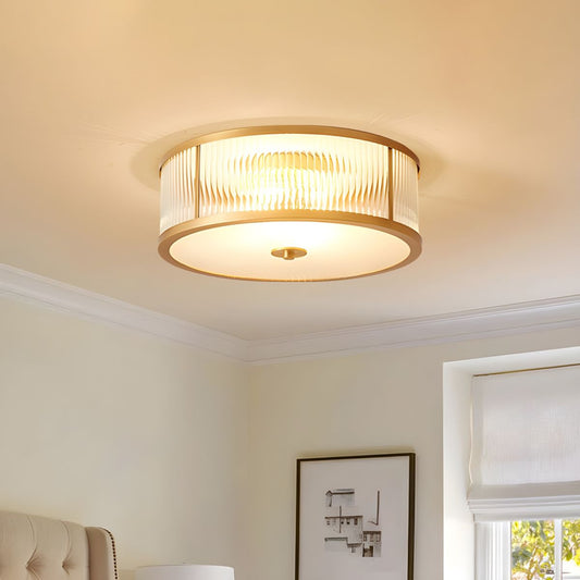 Ceiling Light Brass Finish Vintage Frosted Glass Shade | Alviora