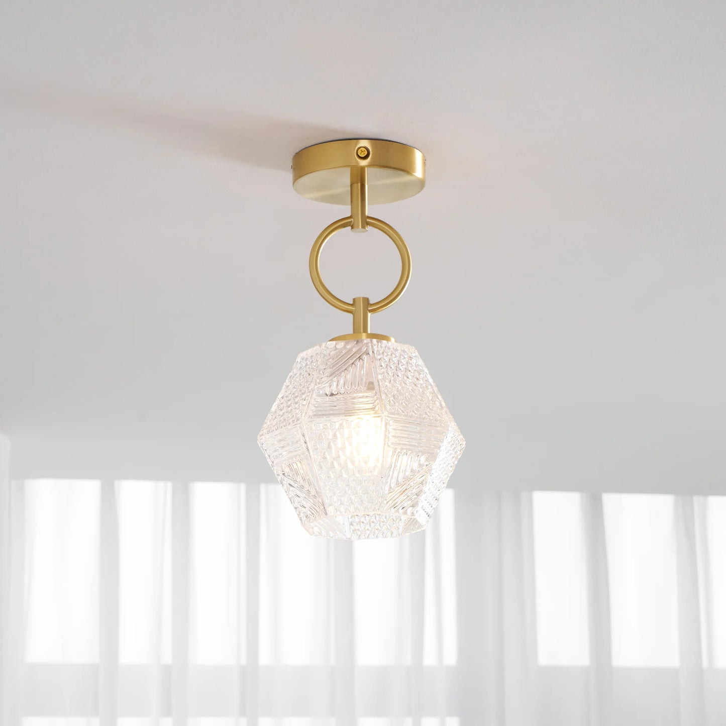 Ceiling Light Brass Glass in Art Deco Style | Ralsera