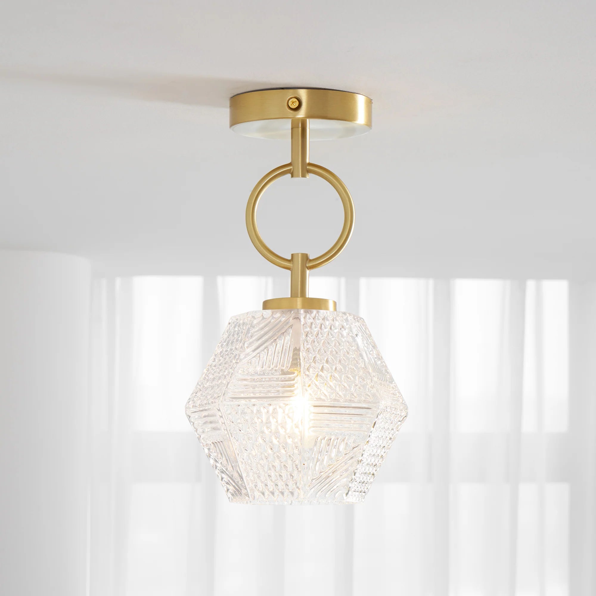 Ceiling Light Brass Glass in Art Deco Style | Ralsera