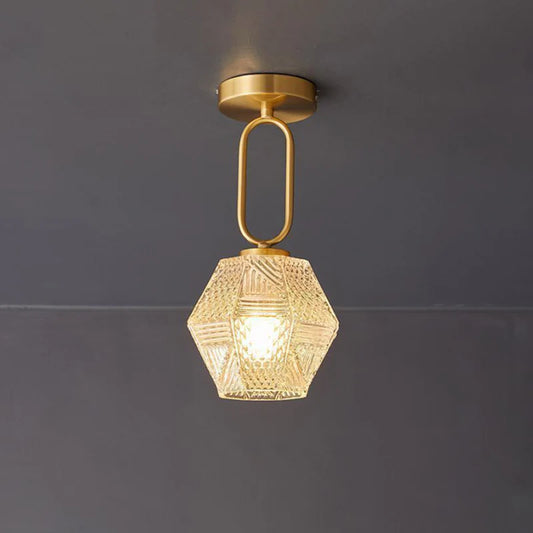 Ceiling Light Brass Glass in Art Deco Style | Ralsera