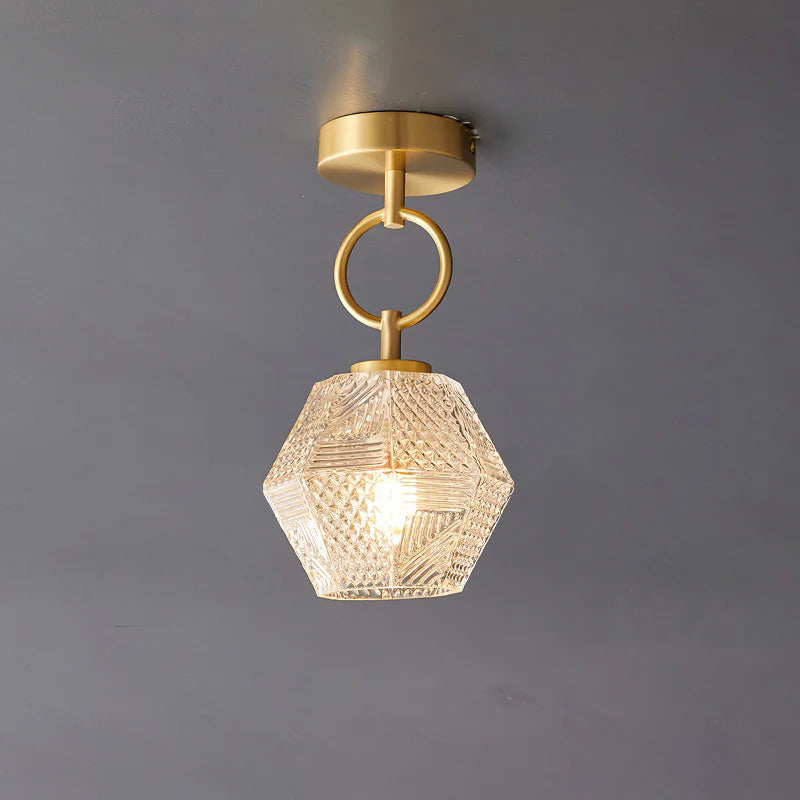 Ceiling Light Brass Glass in Art Deco Style | Ralsera