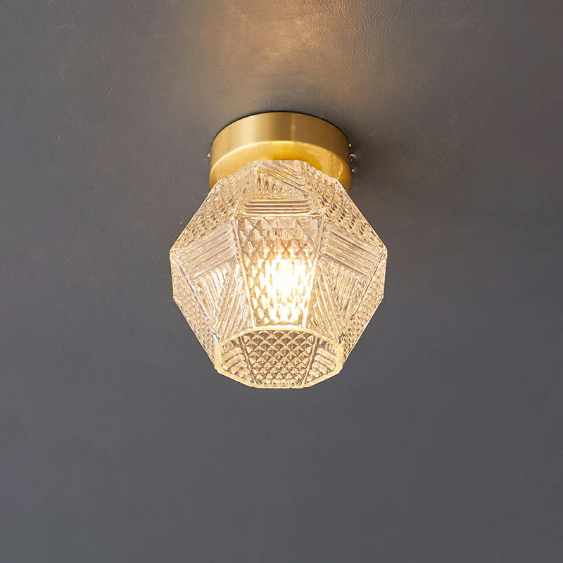 Ceiling Light Brass Glass in Art Deco Style | Ralsera