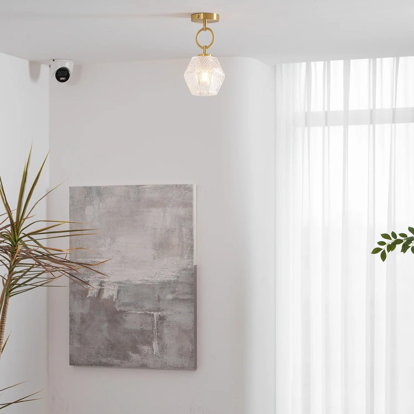Ceiling Light Brass Glass in Art Deco Style | Ralsera