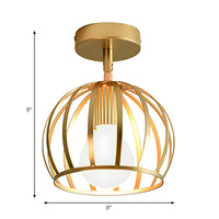 Ceiling Light Brass Wire Frame Industrial Semi Flush | Bravira