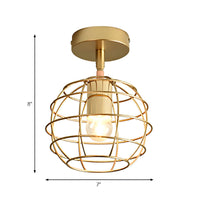 Ceiling Light Brass Wire Frame Industrial Semi Flush | Bravira