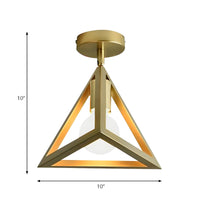 Ceiling Light Brass Wire Frame Industrial Semi Flush | Bravira