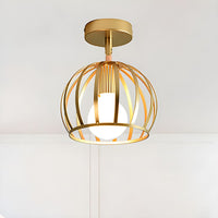 Ceiling Light Brass Wire Frame Industrial Semi Flush | Bravira