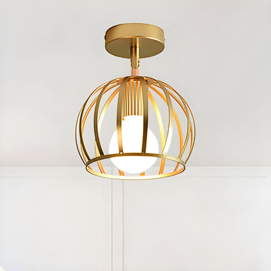 Ceiling Light Brass Wire Frame Industrial Semi Flush | Bravira