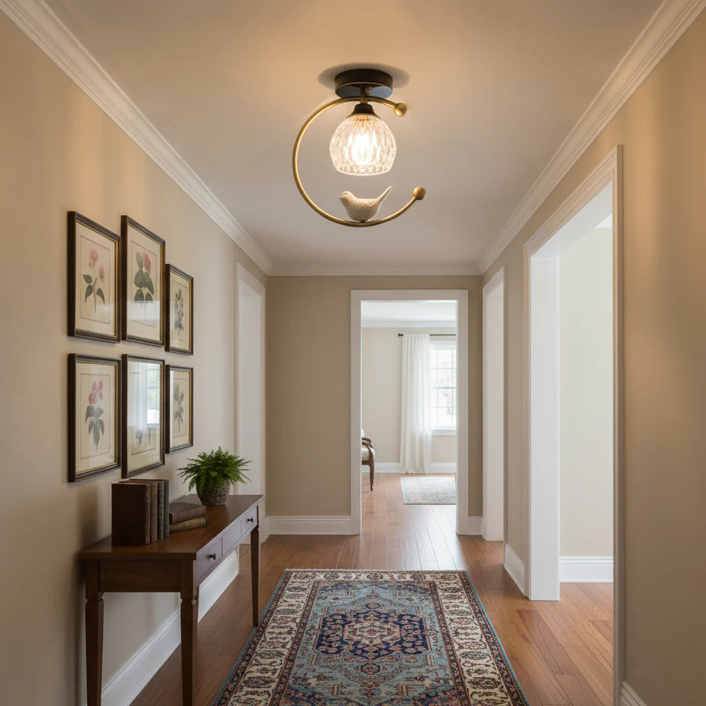Ceiling Light Brass with Ceramic Bird Modern Style | Avinor