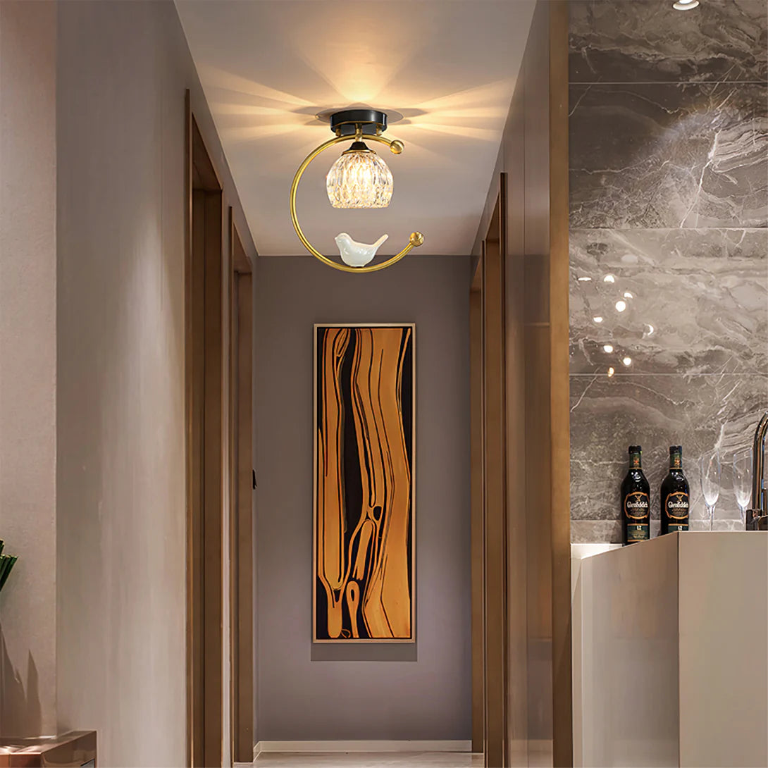 Ceiling Light Brass with Ceramic Bird Modern Style | Avinor
