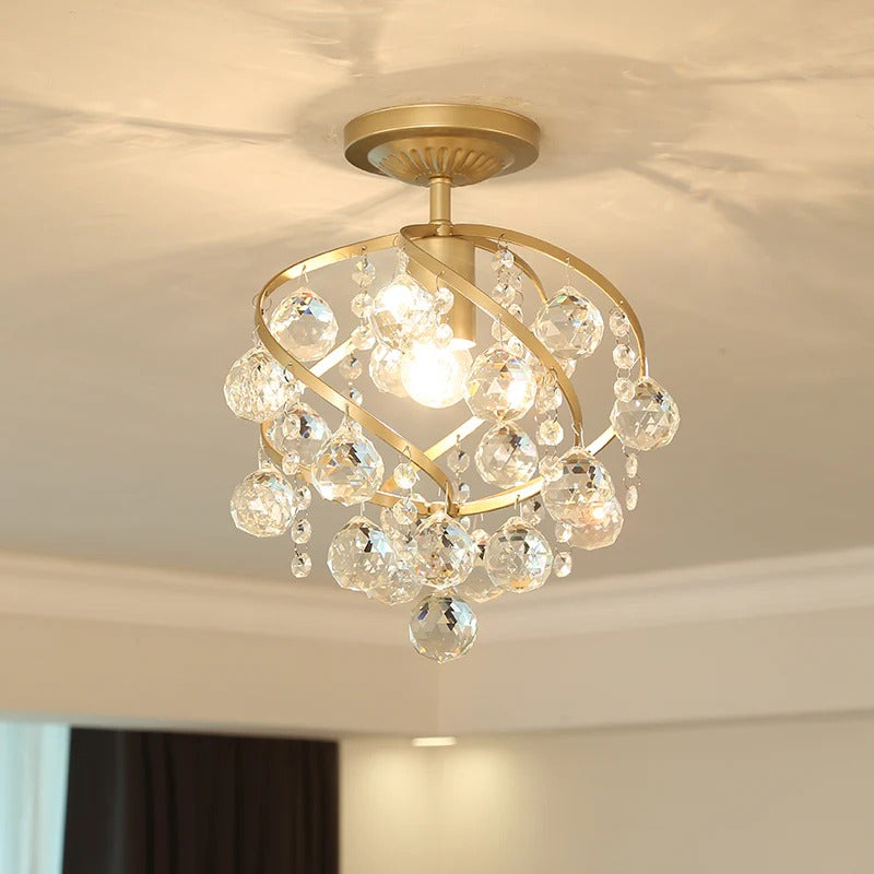 Ceiling Light Crystal Balls Brass Semi Flush Modern | Calyrex