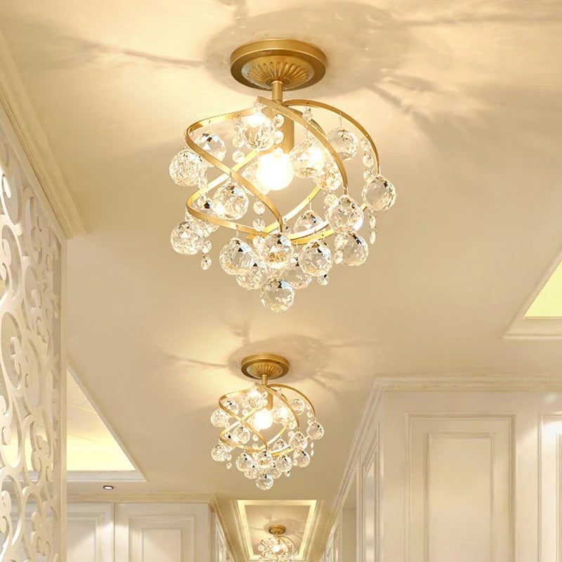 Ceiling Light Crystal Balls Brass Semi Flush Modern | Calyrex