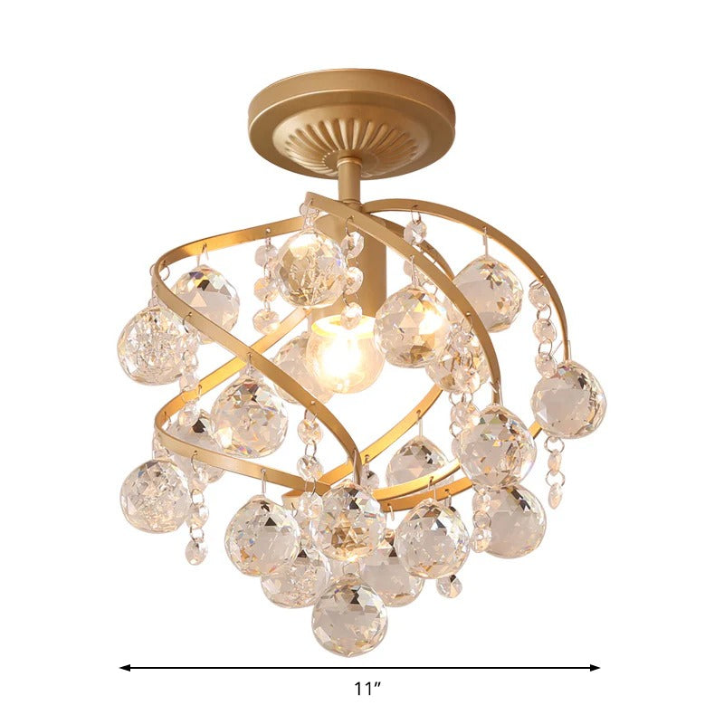 Ceiling Light Crystal Balls Brass Semi Flush Modern | Calyrex