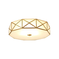 Ceiling Light Drum Frosted Glass Vintage Brass 3-Light | Colvian