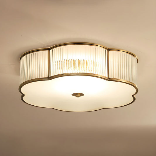 Ceiling Light Flush Mount Ribbed Glass Traditional Style | Clovira