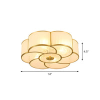 Ceiling Light Frosted Glass Flush Mount Vintage Brass | Florina