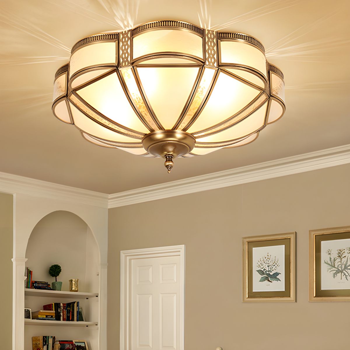 Ceiling Light Frosted Glass Shade Vintage Design | Branzia