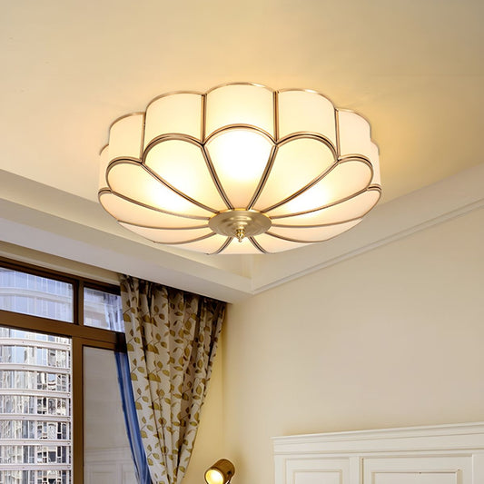 Ceiling Light Frosted Glass Vintage Brass Flush Mount | Zarivo
