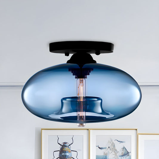Ceiling Light Glass Oval Shade Industrial Style | Olviera