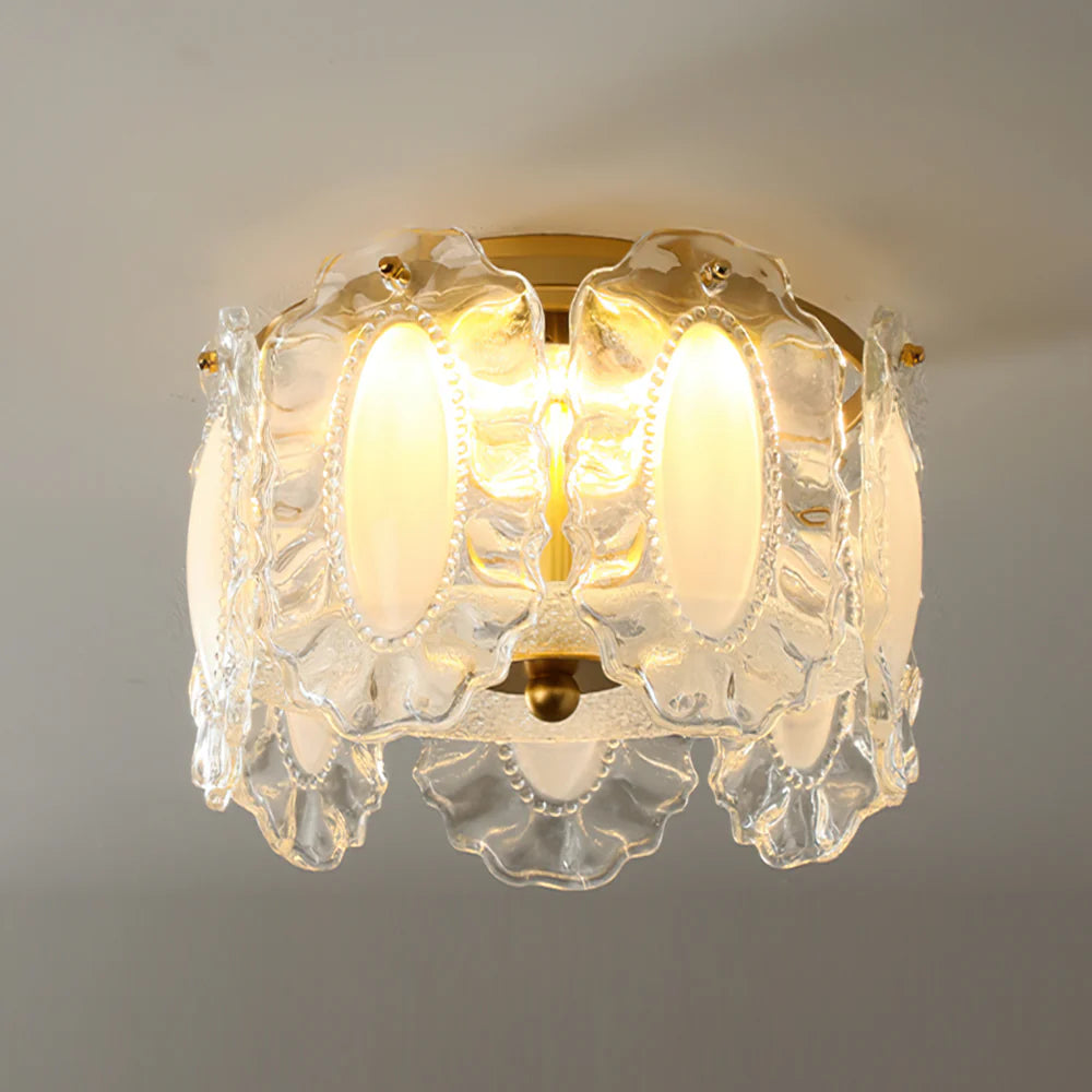 Ceiling Light Glass Petals with Pearl Detail Scandinavian Style | Perleza