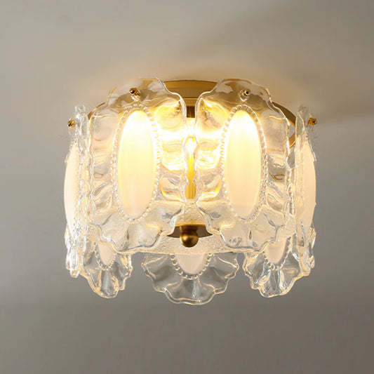 Ceiling Light Glass Petals with Pearl Detail Scandinavian Style | Perleza