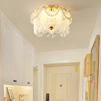 Ceiling Light Glass Petals with Pearl Detail Scandinavian Style | Perleza