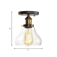Ceiling Light Glass Semi Flush in Industrial Style | Brinora