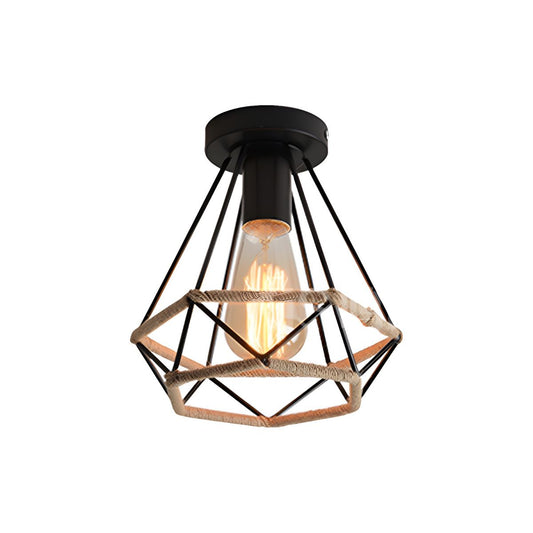 Ceiling Light Metal Rope Diamond Industrial Style | Norevo