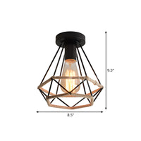 Ceiling Light Metal Rope Diamond Industrial Style | Norevo