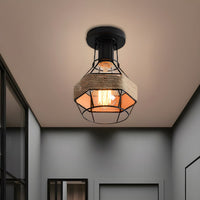 Ceiling Light Metal Rope Globe Cage Industrial Lodge | Veliro