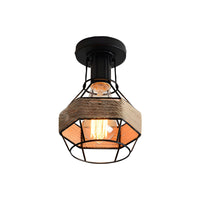 Ceiling Light Metal Rope Globe Cage Industrial Lodge | Veliro