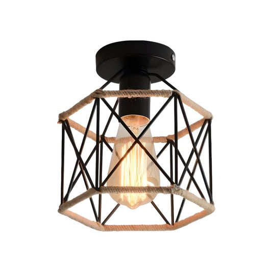 Ceiling Light Metal Rope Hexagon Industrial Style | Norvik