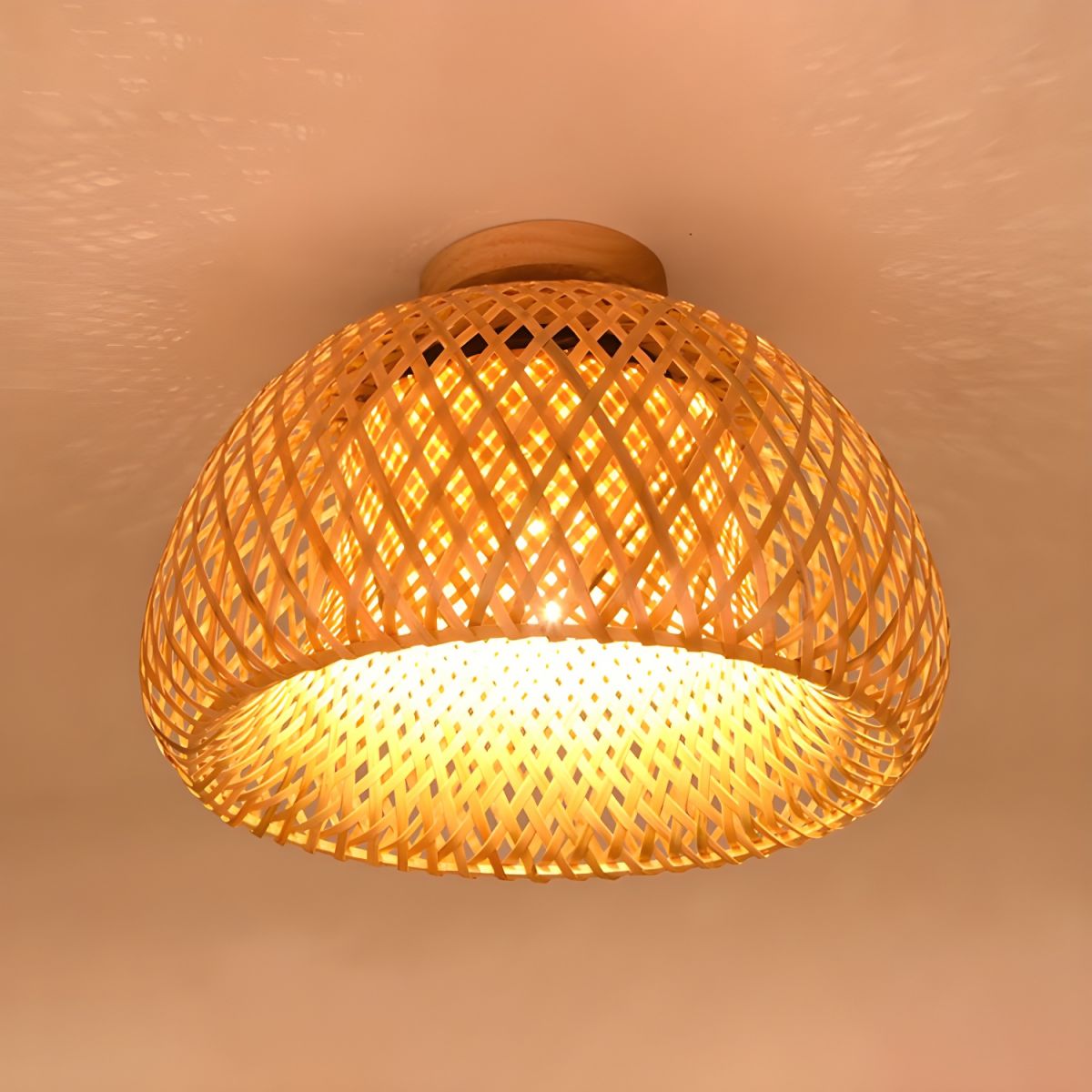 Ceiling Light Rattan Semi Flush Mount | Unisex Home Lighting ...