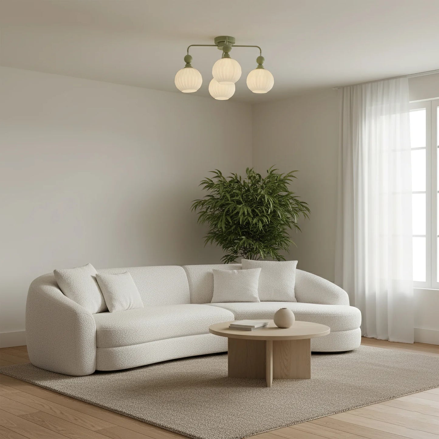 Ceiling Light Ribbed Glass Modern Interior | Renova