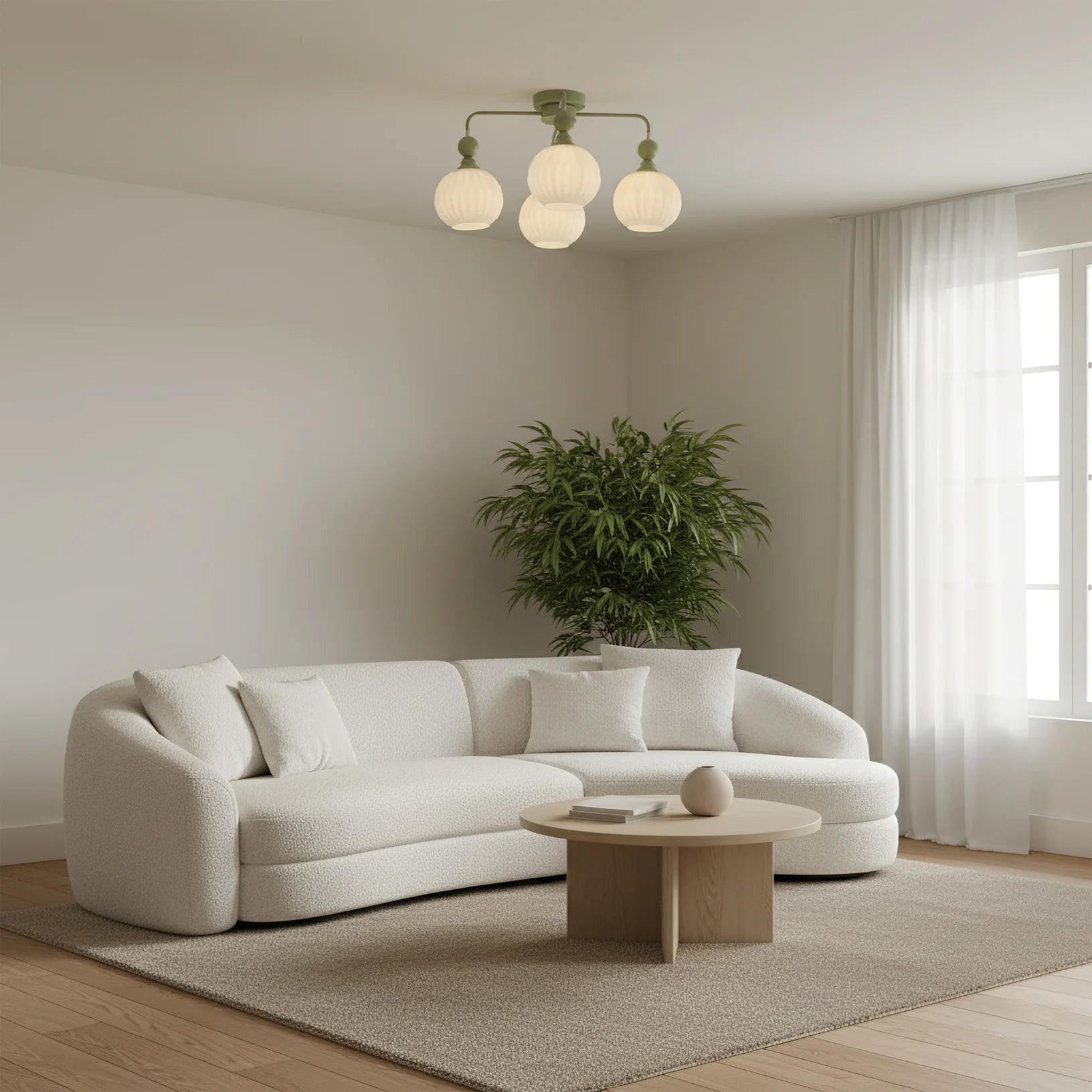 Ceiling Light Ribbed Glass Modern Interior | Renova