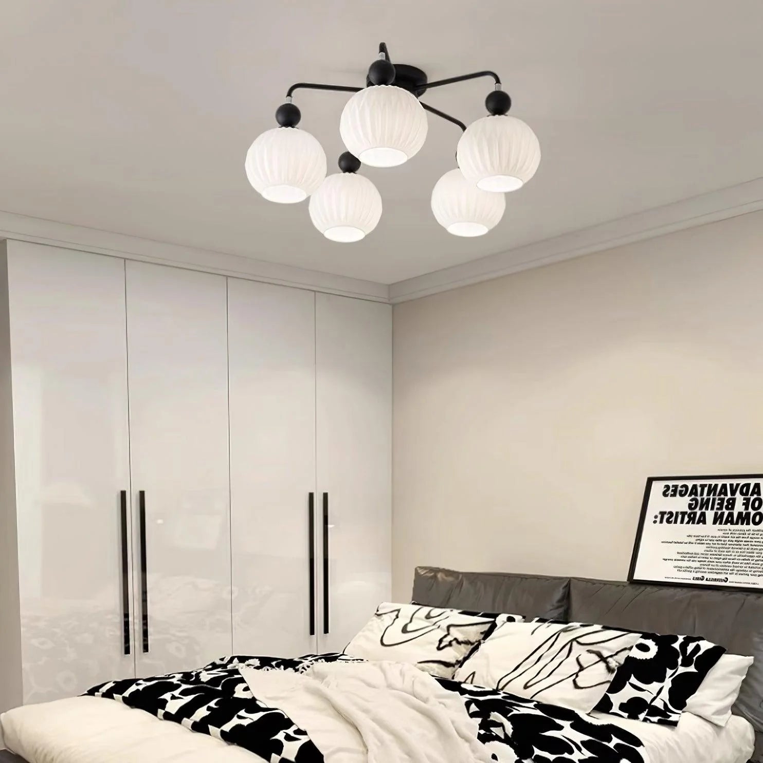 Ceiling Light Ribbed Glass Modern Interior | Renova