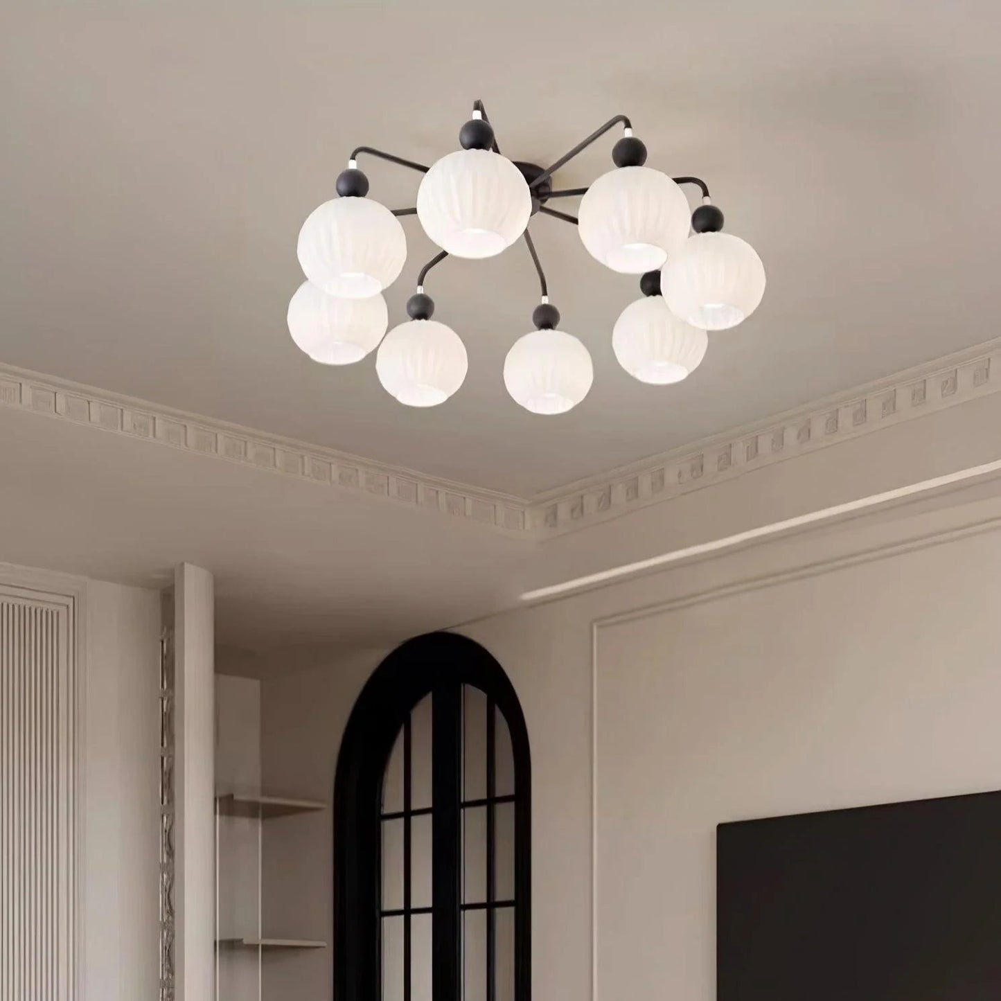 Ceiling Light Ribbed Glass Modern Interior | Renova