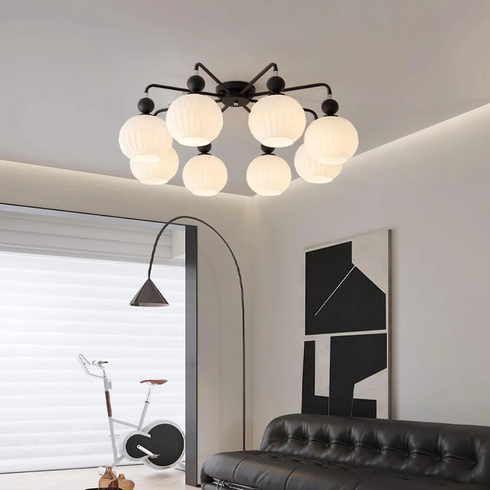 Ceiling Light Ribbed Glass Modern Interior | Renova