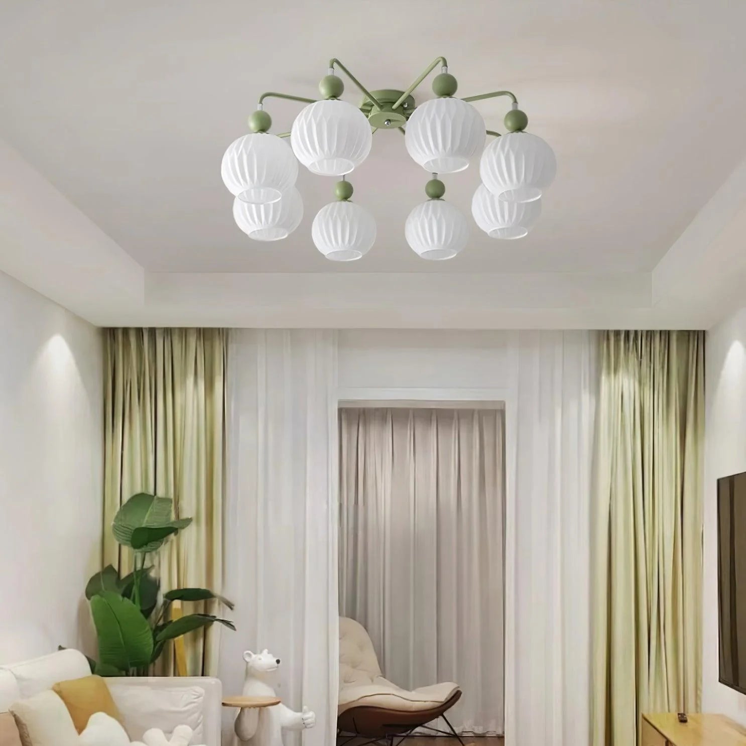 Ceiling Light Ribbed Glass Modern Interior | Renova