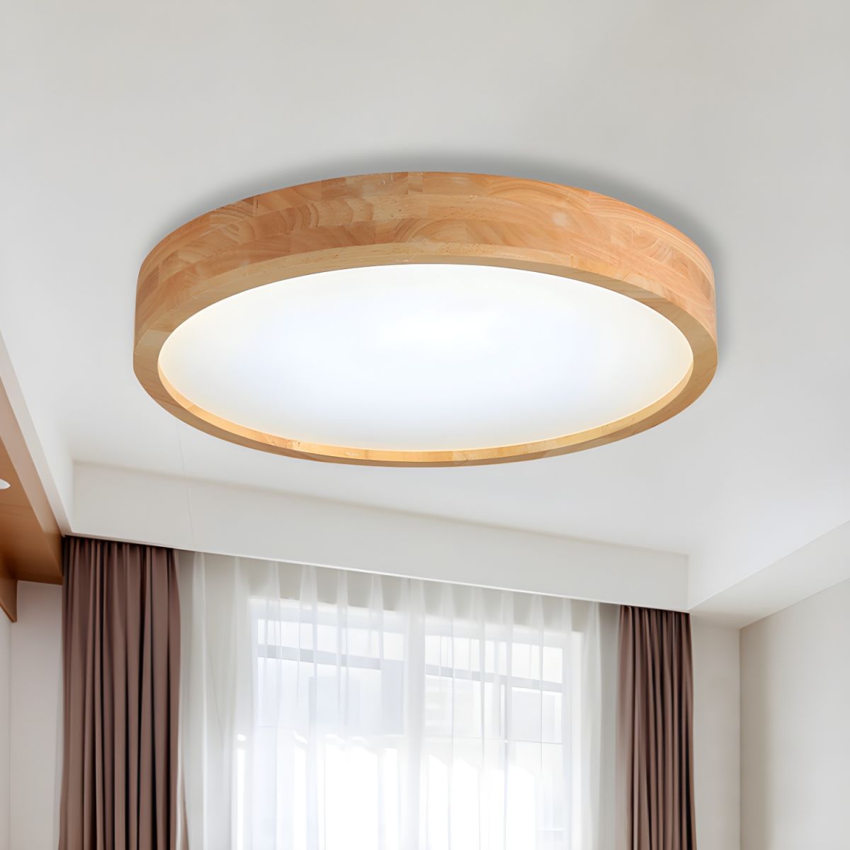 Ceiling Light Round Wood LED Flush Mount Nordic Style | Zanira