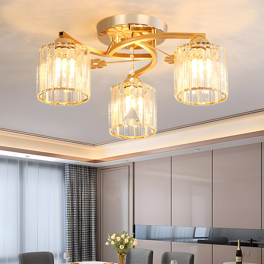 Ceiling Light Semi Flush Crystal Build for Home Lighting | Aleris