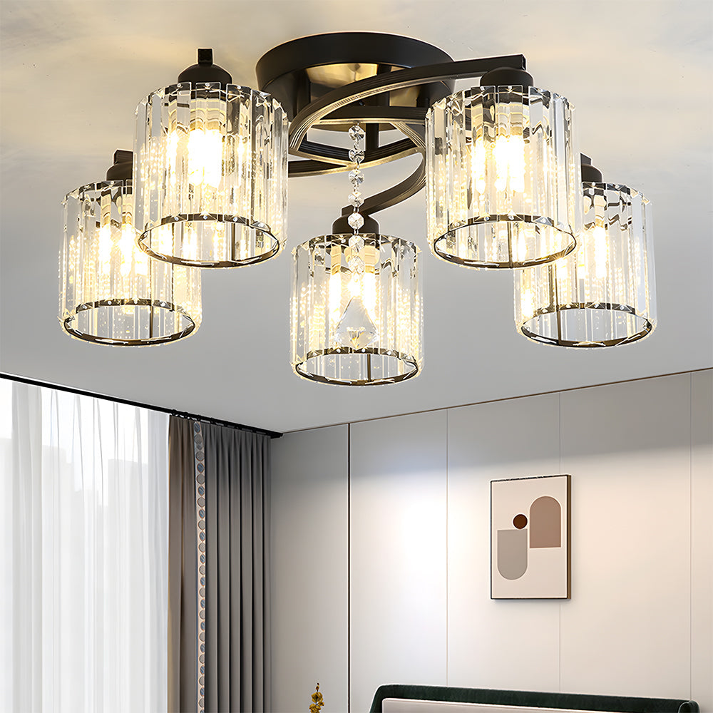 Ceiling Light Semi Flush Crystal Build for Home Lighting | Aleris