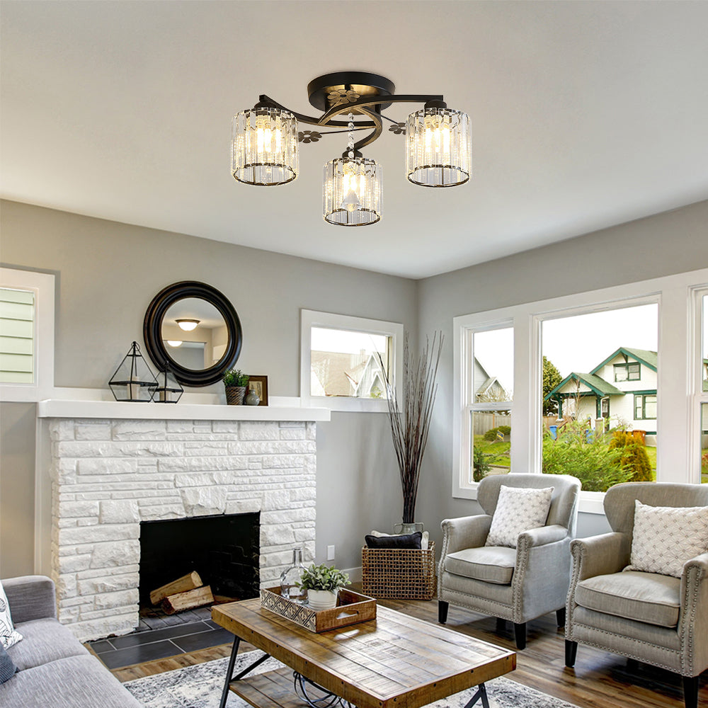 Ceiling Light Semi Flush Crystal Build for Home Lighting | Aleris