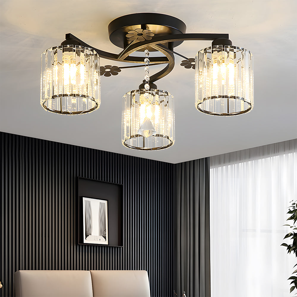 Ceiling Light Semi Flush Crystal Build for Home Lighting | Aleris