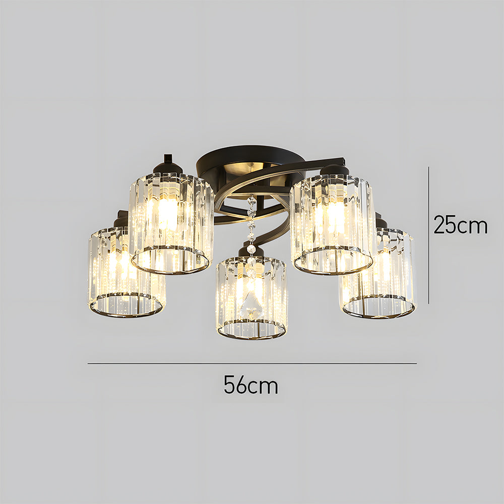 Ceiling Light Semi Flush Crystal Build for Home Lighting | Aleris