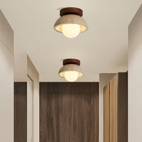 Ceiling Light Semi Flush White Glass Japanese Style | Oritan