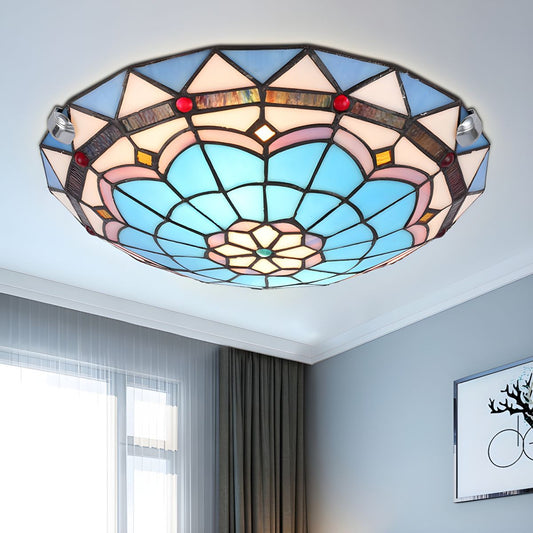 Ceiling Light Stained Glass Tiffany Flush Mount | Barovio